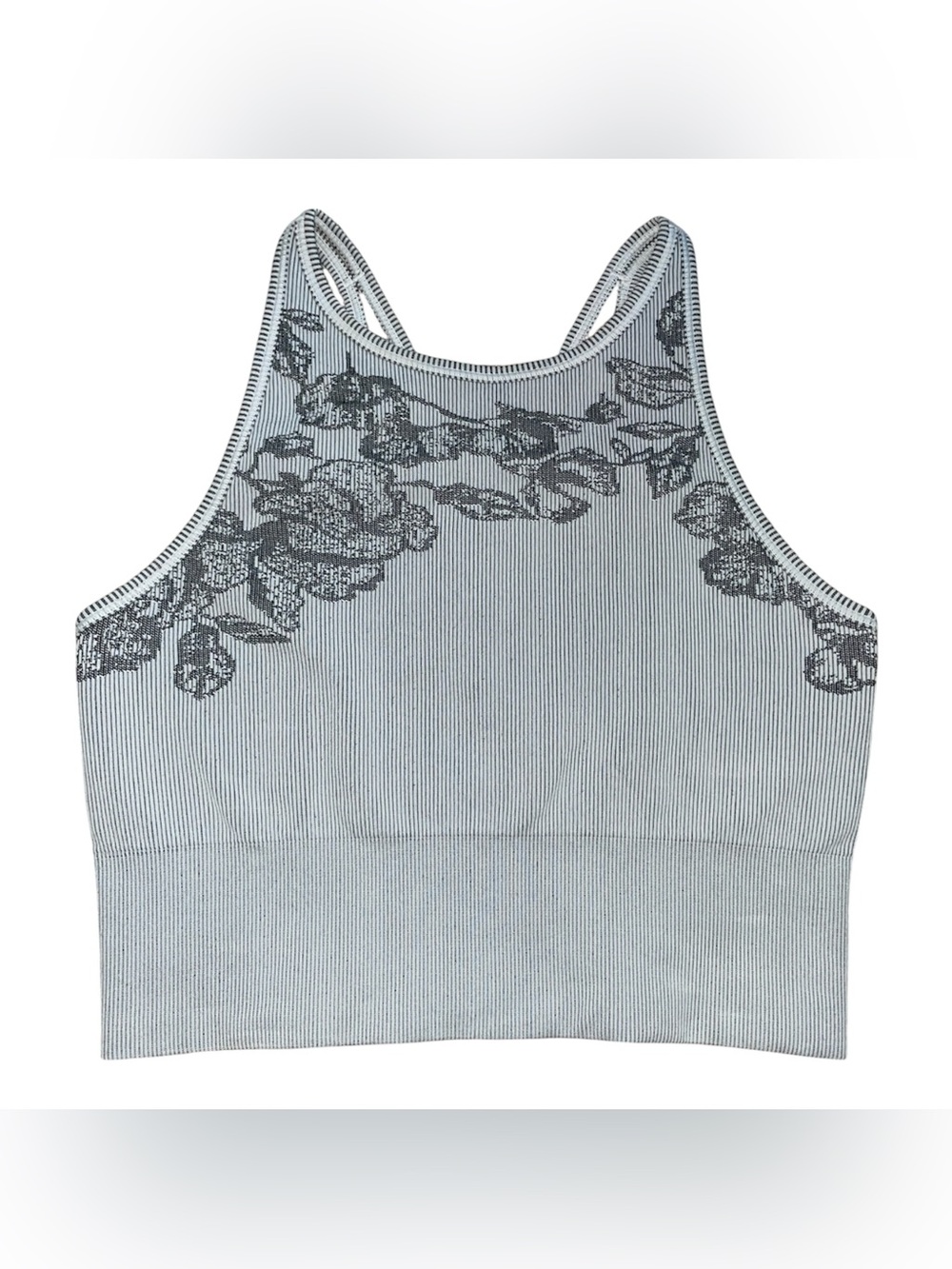 Athleta grey ribbed tank with floral